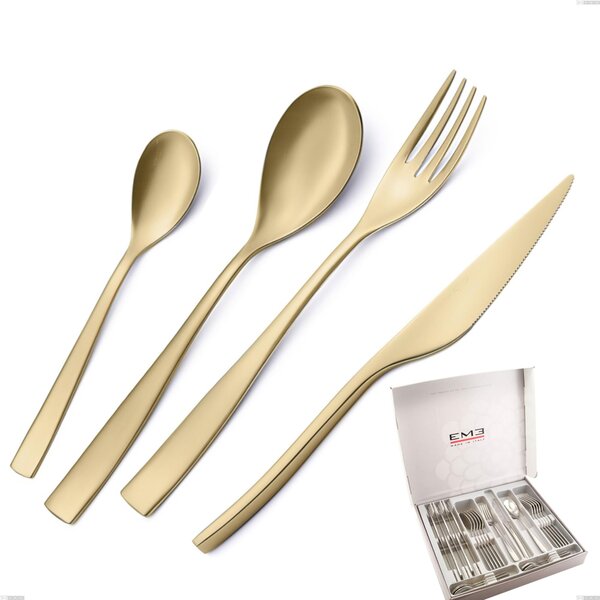 Cofanetto 24 pezzi Etoile PVD Sabbiato Champagne, Acciaio 18/10 sabbiato, spessore 4 mm, pvd champagne