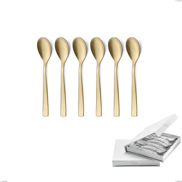 Confezione a libro 6 pezzi cucchiaini caff� Etoile PVD Sabbiato Champagne, Acciaio 18/10 sabbiato, spessore 4 mm, pvd champagne
