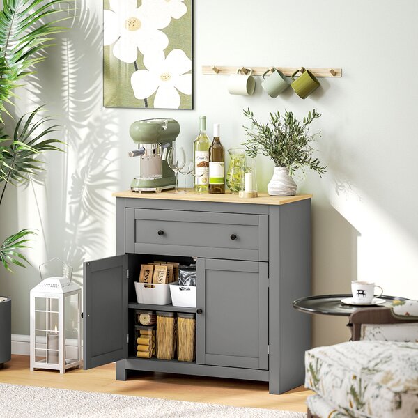 HOMCOM Credenza Cucina con Cassetto e Armadietto, Mobile contenitore con Ripiano Regolabile, in Legno, 78.5x35x80 cm, Multicolore | Aosom Italy