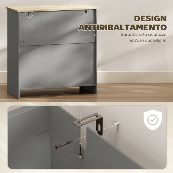 HOMCOM Credenza Cucina con Cassetto e Armadietto, Mobile contenitore con Ripiano Regolabile, in Legno, 78.5x35x80 cm, Multicolore | Aosom Italy