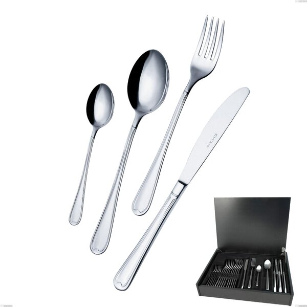 Servizio di posate 24 pezzi in astuccio di legno coltello economico Euro, 18/10 (AISI304), spessore 2,00 mm