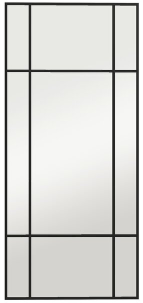 HOMCOM Specchio da Parete Stile Finestra con Montaggio Verticale e Orizzontale, 110x50cm, Nero | Aosom Italy