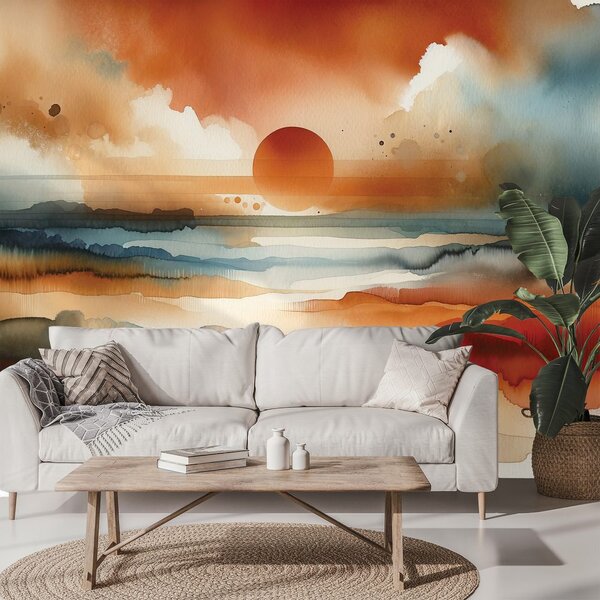 Carta da parati – Tramonto astratto ad acquerello