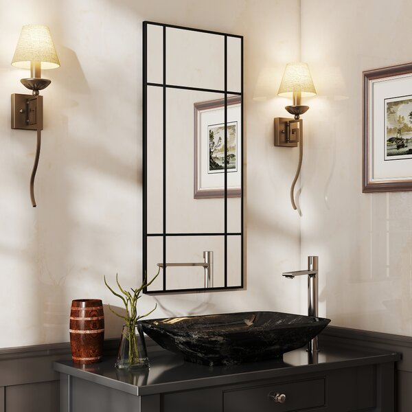 HOMCOM Specchio da Parete Stile Finestra con Montaggio Verticale e Orizzontale, 110x50cm, Nero | Aosom Italy
