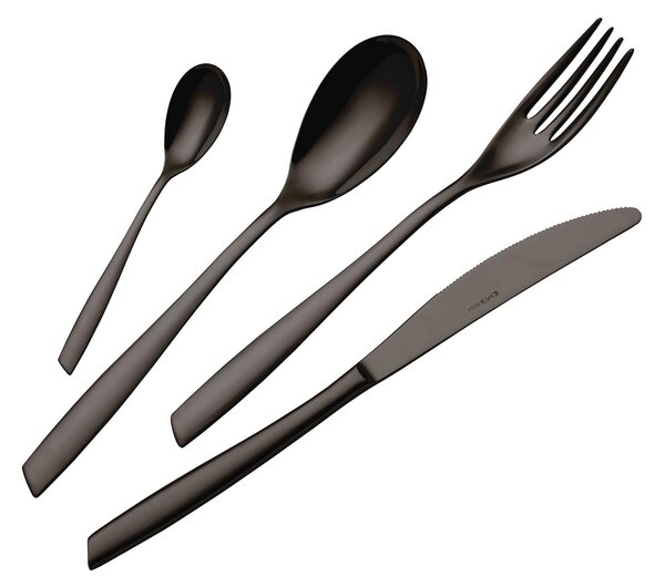 Servizio di posate 75 pezzi in astuccio di legno Eleven PVD Black, Acciaio inox 18.10, spessore 2,5 mm