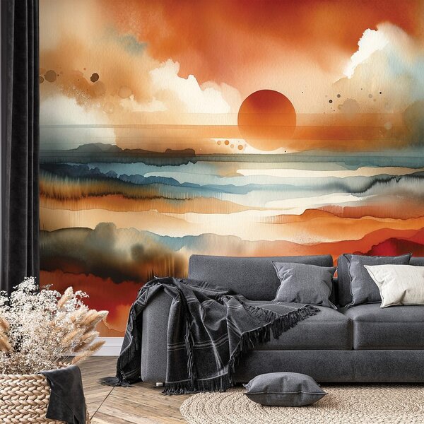 Carta da parati – Tramonto astratto ad acquerello