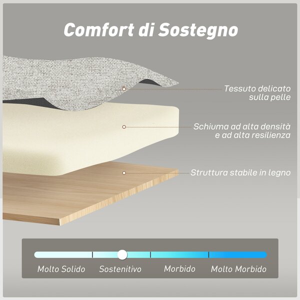 HOMCOM Divano 2 Posti Convertibile in Divano Letto Clic Clac con 2 Cuscini in Tessuto, Grigio Chiaro | Aosom Italy