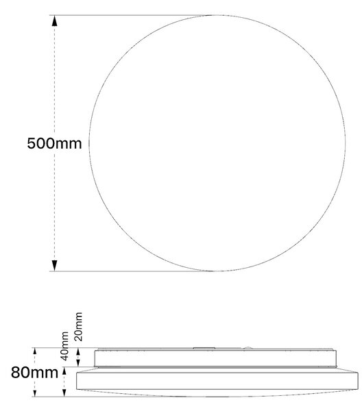 Plafoniera LED Rotonda 60W Ø50cm Bianco Variabile CCT