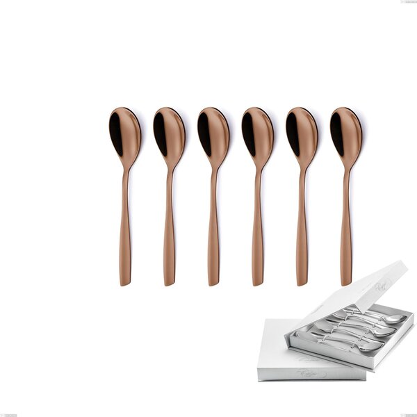 Confezione a libro 6 pezzi cucchiaini caff� ELeven PVD Chocolate, Acciaio 18/10 lucido, spessore 2.5 mm, PVD chocolate
