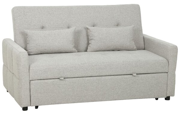 HOMCOM Divano 2 Posti Convertibile in Divano Letto Clic Clac con 2 Cuscini in Tessuto, Grigio Chiaro | Aosom Italy