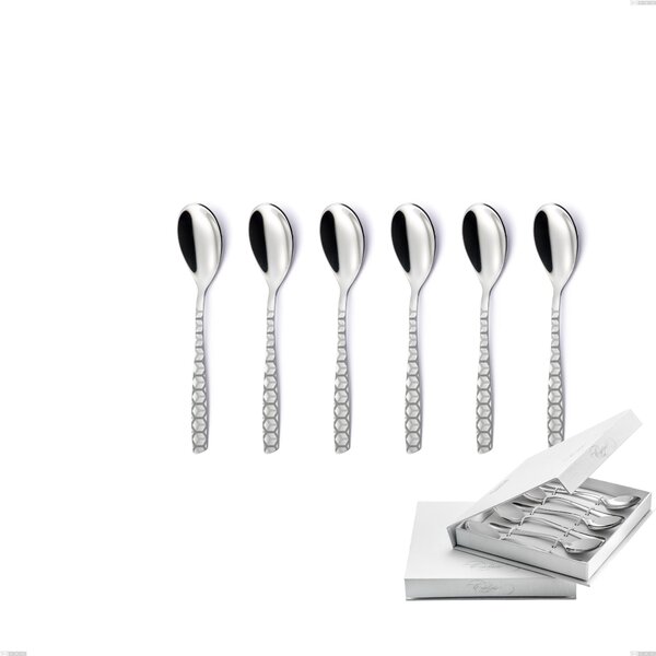 Confezione a libro 6 pezzi cucchiaini caff� eleven exa, Acciaio inox Aisi 304 Acciaio lucido disegno laser, spessore 2.5mm