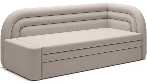 Divano beige allungabile/con contenitore con penisola a destra e rivestimento in velluto 223 cm Fabillo – ELTAP