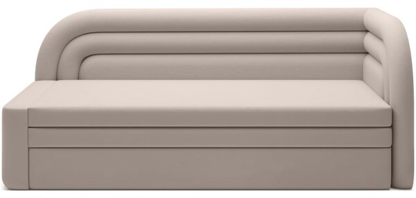 Divano beige allungabile/con contenitore con penisola a destra e rivestimento in velluto 223 cm Fabillo – ELTAP