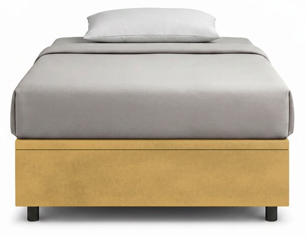 Letto Singolo Contenitore Imbottito 80x190 cm Microfibra Ocra BoxMax