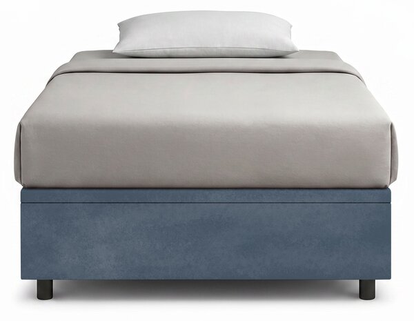 Letto Singolo Contenitore Imbottito 80x190 cm Microfibra Blu BoxMax