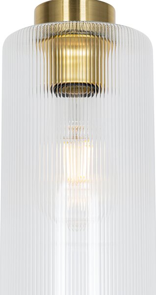 Lampada a sospensione Art Déco oro con vetro - Laura