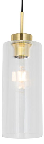 Lampada a sospensione Art Déco oro con vetro - Laura