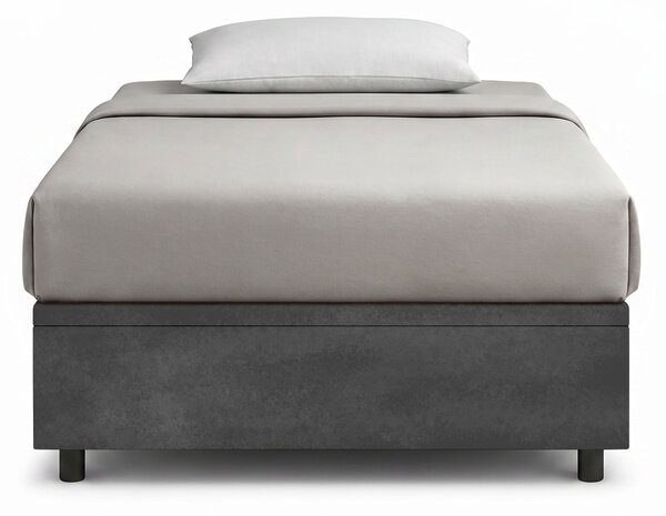 Letto Singolo Contenitore Imbottito 80x190 cm Microfibra Grigio BoxMax