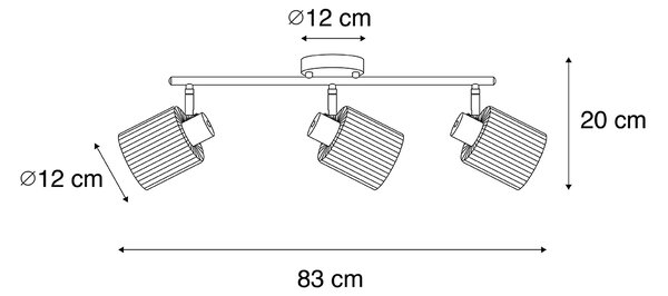 Faretto da soffitto dorato con vetro 3 luci orientabile - Laura