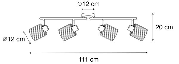 Faretto da soffitto dorato con vetro 4 luci orientabili - Laura