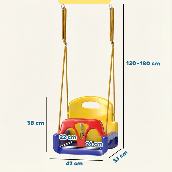 Outsunny Altalena per Bambini Altalena da Giardino 3 in 1, 42x33x120-180 cm, Blu | Aosom Italy
