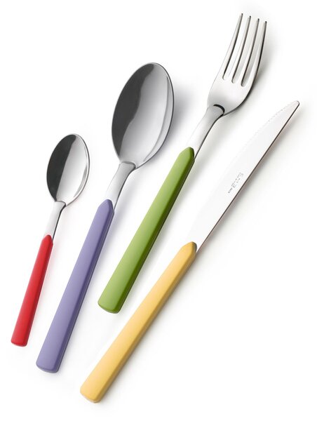 Servizio Posate Colorate 24 pezzi FAST 6 Coltello 6 Forchetta 6 Cucchiaio 6 Cucchiaino caff� (Colore Misto 24 pezzi)