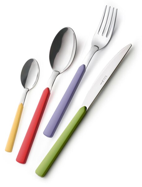 Servizio Posate Colorate 24 pezzi FAST 6 Coltello 6 Forchetta 6 Cucchiaio 6 Cucchiaino caff� (Colore Misto 24 pezzi)