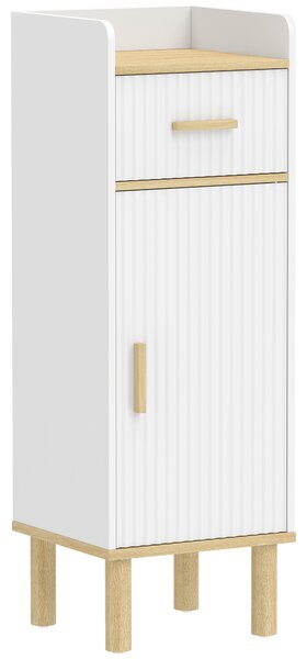 HOMCOM Mobile da Bagno Stretto con Mensola Regolabile Bianco | Aosom Italy