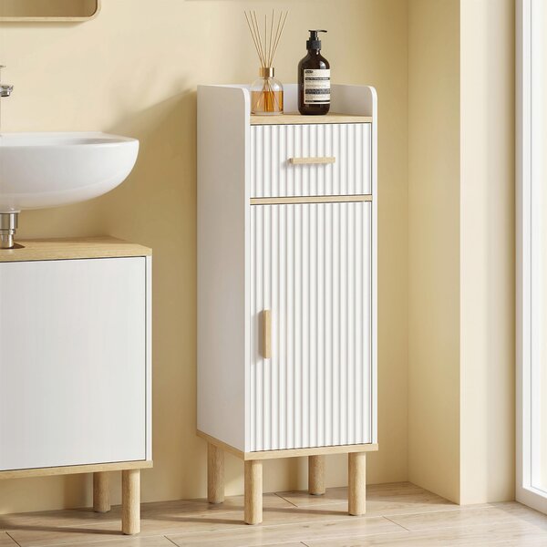 HOMCOM Mobile da Bagno Stretto con Mensola Regolabile Bianco | Aosom Italy