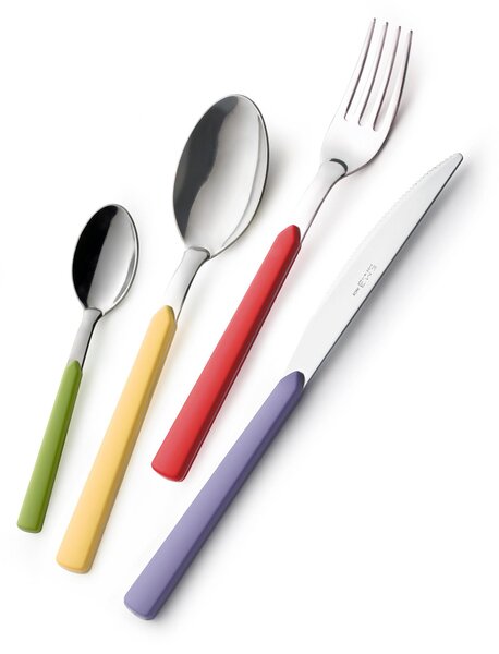 Servizio Posate Colorate 24 pezzi FAST 6 Coltello 6 Forchetta 6 Cucchiaio 6 Cucchiaino caff� (Colore Misto 24 pezzi)