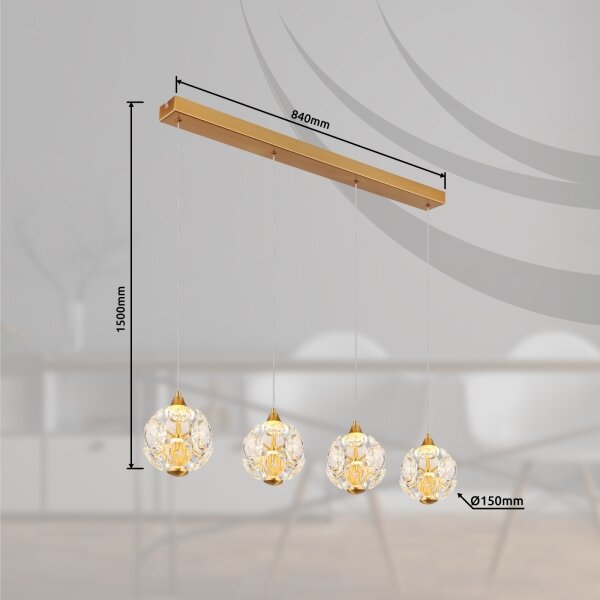 Globo 16047-4H - Lampadario LED su cavo VIRINA LED/32W/230V 3000K dorato