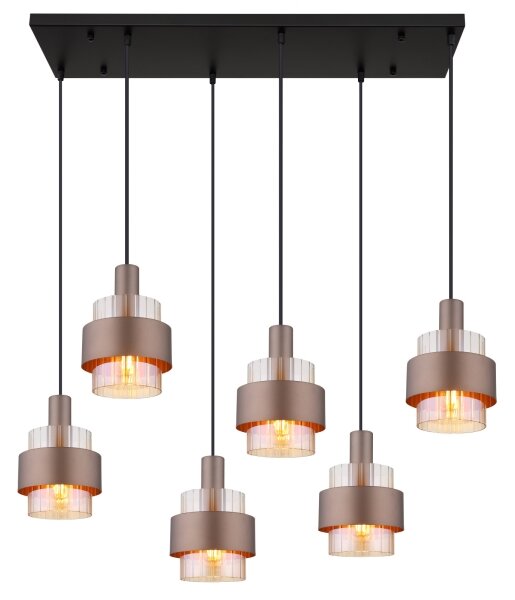 Globo 15560-6HA - Lampadario sospeso su cavo MILLEY 6xE27/60W/230V marrone