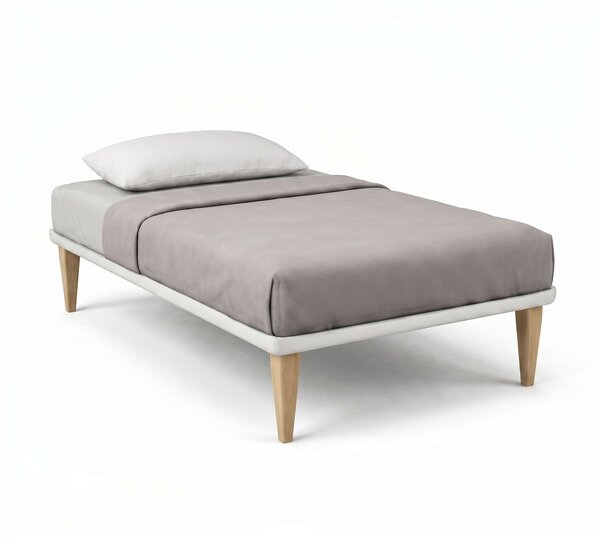 Letto Singolo con Rete Rivestita 80x190 cm Similpelle Bianco Tessis