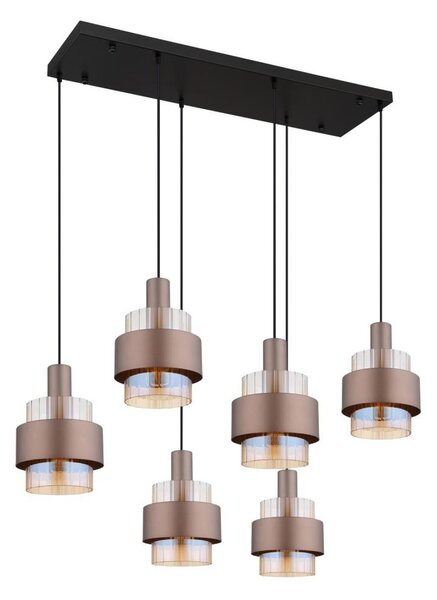 Globo 15560-6HA - Lampadario sospeso su cavo MILLEY 6xE27/60W/230V marrone