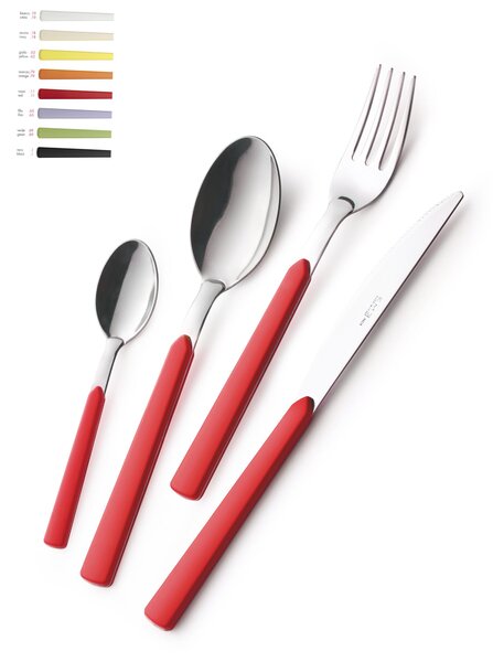 Servizio Posate Colorate 4 pezzi FAST 1 Coltello 1 Forchetta 1 Cucchiaio 1 Cucchiaino caff� in acciaio 18.C