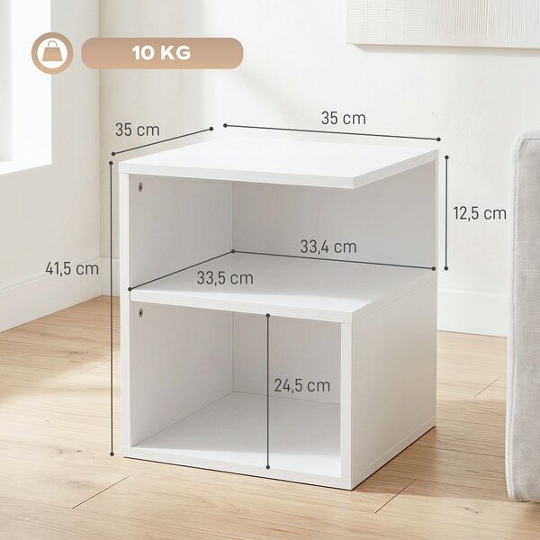 HOMCOM Tavolino Moderno, da Salotto con 3 Ripiani Aperti per Soggiorno, Camera, Studio, Bianco | Aosom Italy