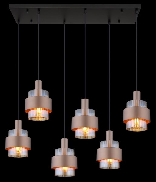 Globo 15560-6HA - Lampadario sospeso su cavo MILLEY 6xE27/60W/230V marrone