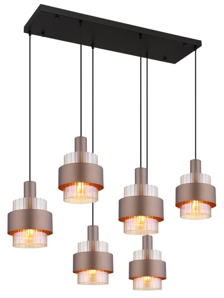 Globo 15560-6HA - Lampadario sospeso su cavo MILLEY 6xE27/60W/230V marrone