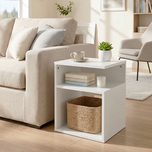 HOMCOM Tavolino Moderno, da Salotto con 3 Ripiani Aperti per Soggiorno, Camera, Studio, Bianco | Aosom Italy