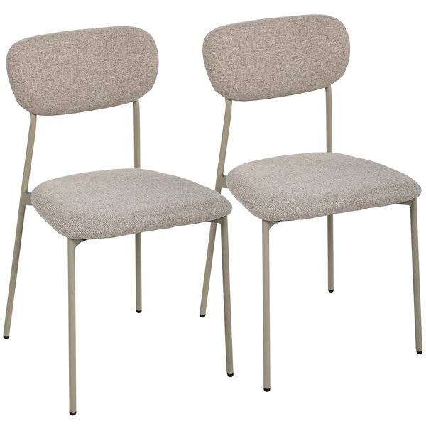 HOMCOM Set 2 sedie da pranzo impilabili in tessuto e imbottite, Marrone chiaro | Aosom Italy
