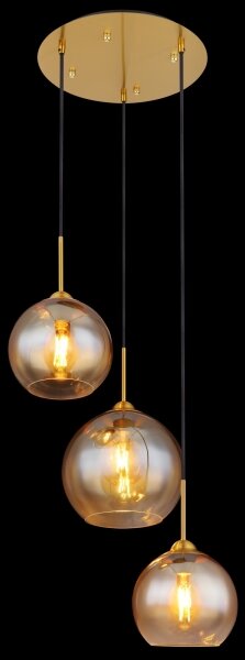Globo 15788-3H - Lampadario sospeso JAMESSA con cavo, 3x E27/60W/230V, ottone