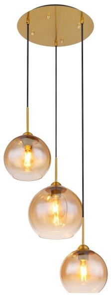 Globo 15788-3H - Lampadario sospeso JAMESSA con cavo, 3x E27/60W/230V, ottone