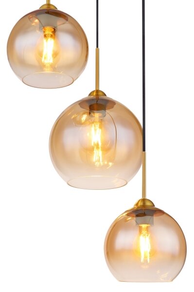 Globo 15788-3H - Lampadario sospeso JAMESSA con cavo, 3x E27/60W/230V, ottone