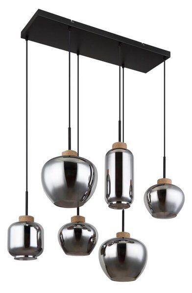 Globo 15549-6H - Lampadario a cavo opaco 6xE27/40W/230V nero
