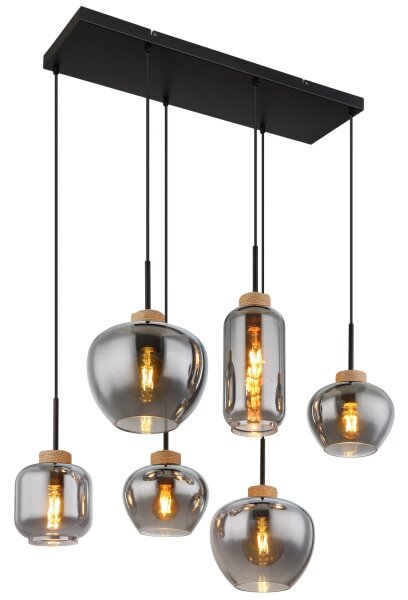Globo 15549-6H - Lampadario a cavo opaco 6xE27/40W/230V nero