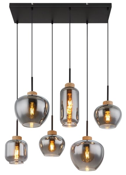 Globo 15549-6H - Lampadario a cavo opaco 6xE27/40W/230V nero