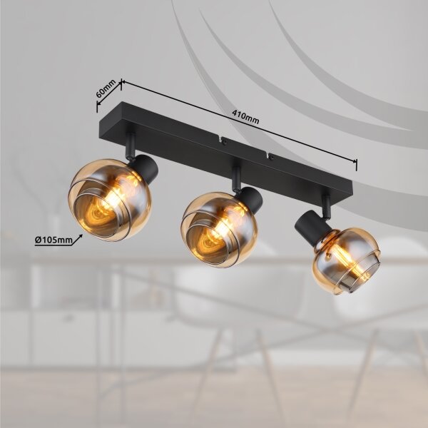 Globo 54309-3B - Faretto da soffitto TOKKI 3xE14/40W/230V nero