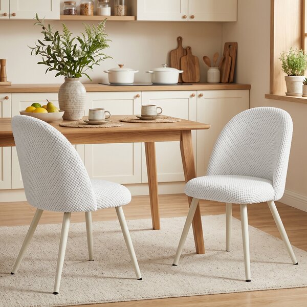 HOMCOM Set 2 Sedie da Pranzo in Velluto, Seduta Imbottita, Bianco | Aosom Italy