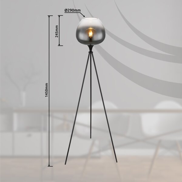 Globo 15548S1 - Lampada da terra MAXY 1xE27/60W/230V nera