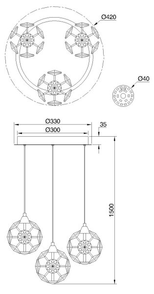 Globo 16047-3HC - Lampada a sospensione con cavo VIRINA LED/24W/230V